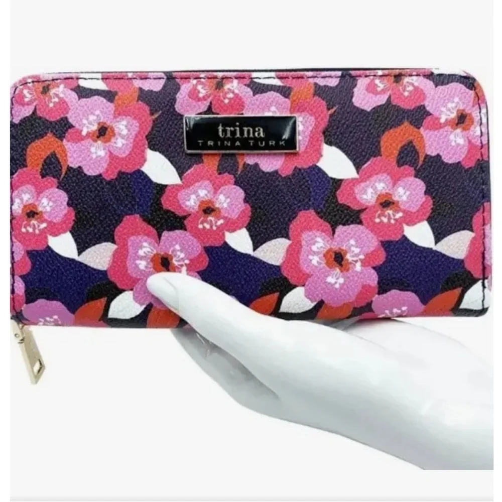 Trina Turk Large Zip Around Wallet - All Around Narcissus - New W/ Gift Box